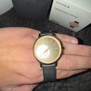 Nixon Kensington Leather Watch with Gold Buckle